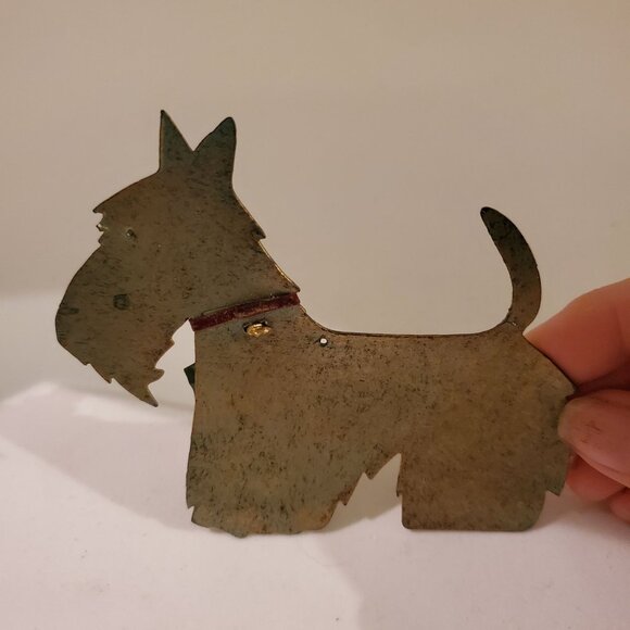 Vintage Scottie Dog Metal Christmas Tree Ornament Scottish Terrier - Picture 2 of 4